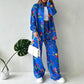 Floral Print Shirt & Wide-Leg Pants Set