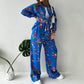 Floral Print Shirt & Wide-Leg Pants Set