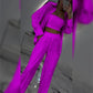 Women's Sequin Blazer & Wide-Leg Pants Three-Piece Set