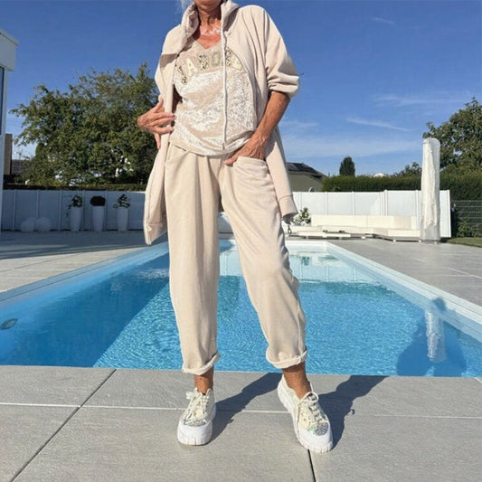 Fashion Hooded Jacket & Pants 2-Piece Set