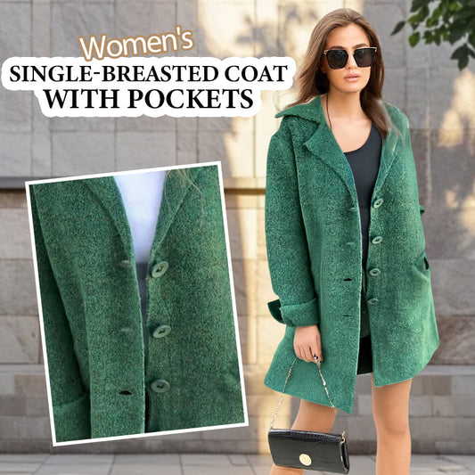 Women’s Single-Breasted Casual Coat with Pockets