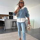 💖Women's Fashion Long Sleeve Denim Top & Pants Two Piece Set