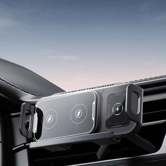 2-in-1 Foldable Car Phone Holder & Wireless Charger