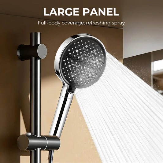 🚿Adjustable high-pressure rain shower head – 360° swivel, easy-to-clean surface, compatible with standard shower hoses 💧