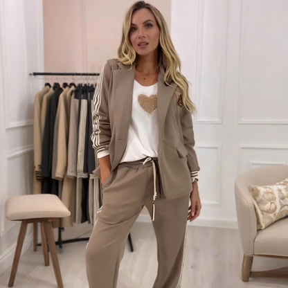 Fashion Side Striped Blazer & Pants 2-Pieces Set