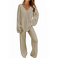 💥Christmas Sale 50% OFF👚Women's V-Neck Long Sleeve Sweater & Pants Set👖 ✨The perfect cozy gift! Soft & stylish for holiday season🎄