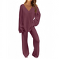 💥Christmas Sale 50% OFF👚Women's V-Neck Long Sleeve Sweater & Pants Set👖 ✨The perfect cozy gift! Soft & stylish for holiday season🎄