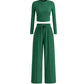 💥Christmas Sale 50% OFF👚Crop Top Straight Leg Pants 2-Piece Lounge Set ✨Cozy holiday style! Perfect for relaxing & festive gatherings🎄