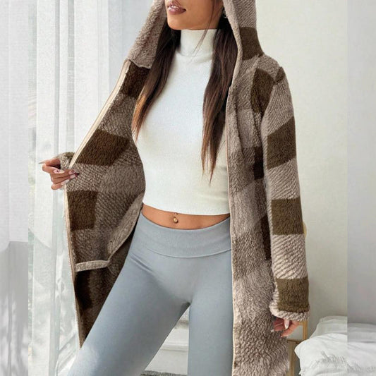 ⏰Black Friday Countdown! 🔥Hot Sale Offers-Women's Plaid Zip-Up Hooded Jacket🔥 Direct 50% Off, Grab It Now or Regret Later!