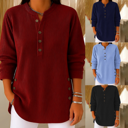 🔥Black Friday Blowout! Women's Corduroy Henley Top 🎯Super Sale, Miss It & Wait Till Next Year!