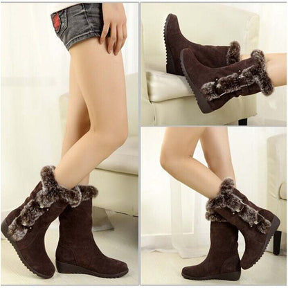 🎄Christmas Sale 50% OFF👢Women's Mid-Calf Snow Boots with Plush Trim - Cozy & Stylish