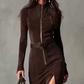 ⏰Black Friday Countdown! 🔥Long Sleeve Faux Suede Zipper Maxi Dress🔥 Direct 50% Off & Stock Alert, Grab It Now or Regret Later!
