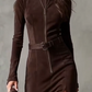 ⏰Black Friday Countdown! 🔥Long Sleeve Faux Suede Zipper Maxi Dress🔥 Direct 50% Off & Stock Alert, Grab It Now or Regret Later!