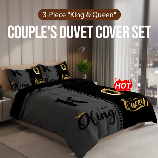 💥 Limited Time 50% OFF🔥🔥35K+SOLD!!🔥3-Piece "King & Queen" Couple's Duvet Cover Set-Elegant Design & Premium Comfort✅✨