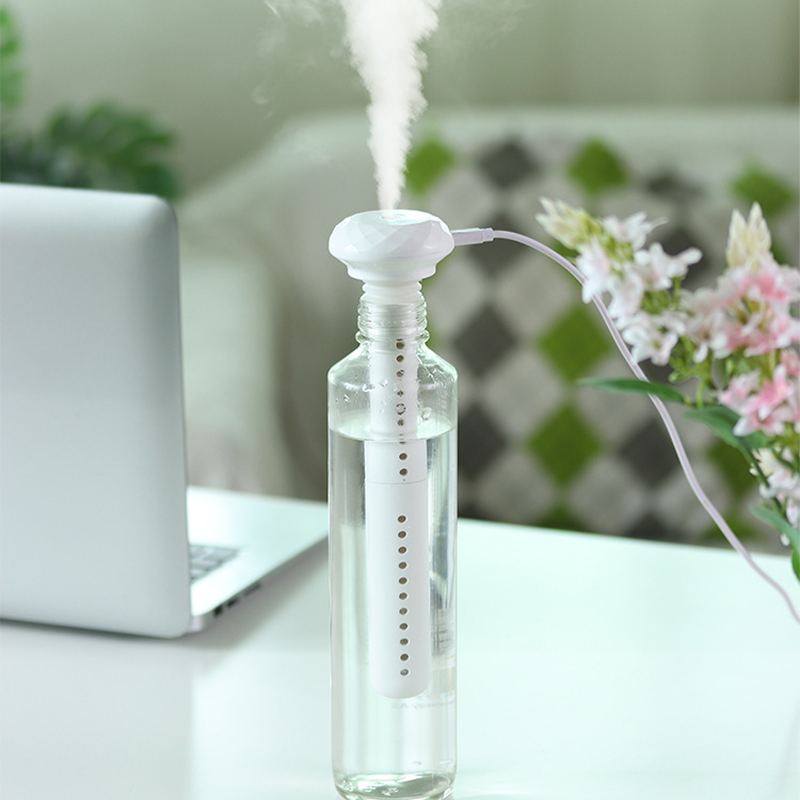 Mini Travel Humidifier for Bottles – Portable USB Air Moisturizer in White, Pink, or Blue