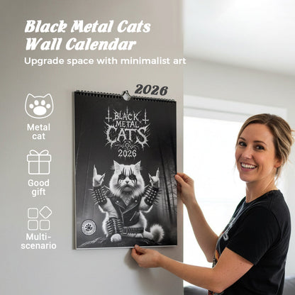 💥Buy 2 Get 1 Free🔥🔥35K+SOLD!!🐾🐱2026 Black Metal Cat Calendar – Edgy Decor That Tells Time in Style ⏳