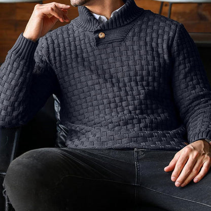 💥Limited Time 50% OFF🧥Men’s Textured Stand Collar Pullover Sweater | Premium Texture & Cozy Warmth🌟