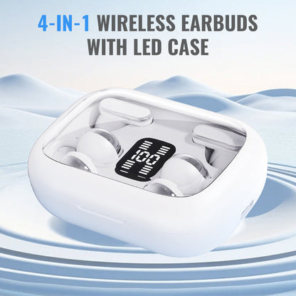 🌟 Limited Time 50% OFF🎧🔋 4-in-1 Wireless Earbuds with LED Case-Smart Charging & Multi-Function Design🔝
