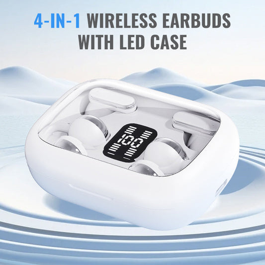 🌟 Limited Time 50% OFF🎧🔋 4-in-1 Wireless Earbuds with LED Case-Smart Charging & Multi-Function Design🔝