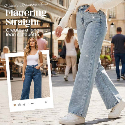 🔥🔥 Limited Time 50% OFF 👖Women’s Stylish Rhinestone Embellished Jeans | Trendy Fit & Dazzling Design🔝