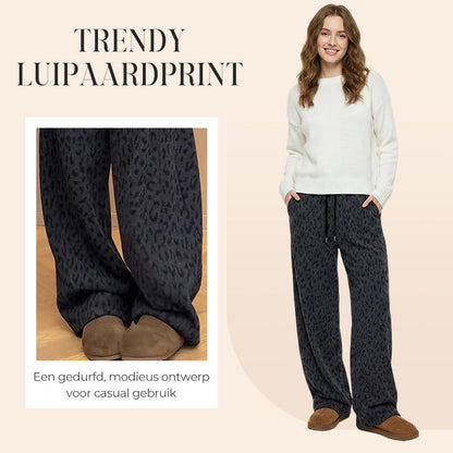 📢 Limited Time 50% OFF🐆👖Women's Leopard Print Wide Leg Sweatpants | Soft Fleece & Wide Leg Comfort✨✅