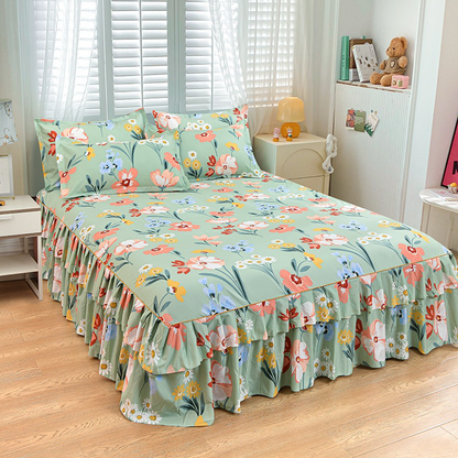 📢📢70% discount!! ⏰ 3-piece ruffled bed skirt set 🛏️