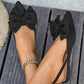 Elegant Bow Decor Flat Shoes with Ankle Strap