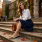 Elegant Bow Decor Flat Shoes with Ankle Strap