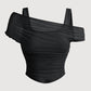 🌷 LIMITED TIME 50% OFF! 🌷Off-Shoulder Ruched Mesh Top 👗✨ – Corset Hem, Stretchy Slim Fit, 5 Colours S-2XL