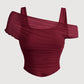 🌷 LIMITED TIME 50% OFF! 🌷Off-Shoulder Ruched Mesh Top 👗✨ – Corset Hem, Stretchy Slim Fit, 5 Colours S-2XL