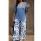🔥LAST DAY 50% OFF ☀️🛍️Women's V-Neck Blouse & Printed Wide-Leg Pants Set