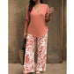 🔥LAST DAY 50% OFF ☀️🛍️Women's V-Neck Blouse & Printed Wide-Leg Pants Set
