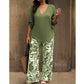 🔥LAST DAY 50% OFF ☀️🛍️Women's V-Neck Blouse & Printed Wide-Leg Pants Set