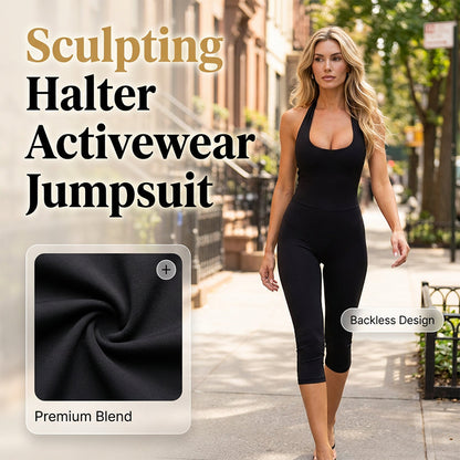 ✨ LIMITED-TIME 50% OFF! ✨ Bodycon Fitness Jumpsuit – Halter, 4-Way Stretch ✨