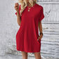 Solid Color Crew Neck Loose Tunic Dress