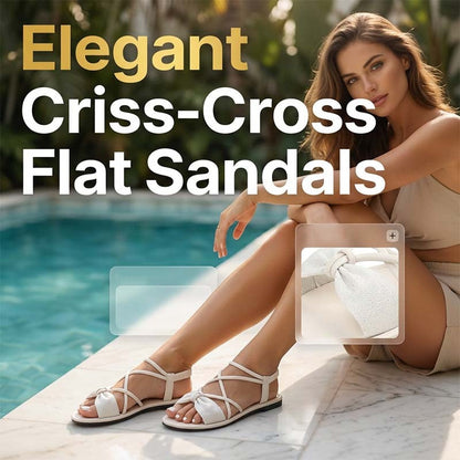 👣New Arrival 50% OFF! ☀️Women's Criss-Cross Strap Flat Sandals，Summer Footwear for Walks & Vacations! ☀️🚶‍♀️🏖️