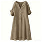 Women's Casual V-Neck Button Down Tunic Dress