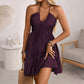 🌸 Halter Neck Ruched Mini Dress – Tiered A-Line, Summer-Ready. 50% OFF + Free Shipping!