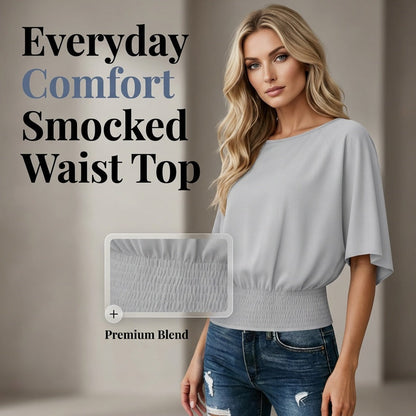 Women's Dolman Sleeve Top with Smocked Waist