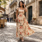 🎁2026 New Arrivals 50% OFF💥Elegant Floral Print Pleated Maxi Dress ✨– Romantic Square Neck, Ruffle Sleeves & Flowing Floral Skirt🌷