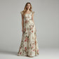 🎁2026 New Arrivals 50% OFF💥Elegant Floral Print Pleated Maxi Dress ✨– Romantic Square Neck, Ruffle Sleeves & Flowing Floral Skirt🌷