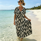 Women's Abstract Print V-Neck Maxi Dress