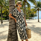 Women's Abstract Print V-Neck Maxi Dress