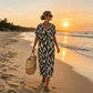 Women's Abstract Print V-Neck Maxi Dress