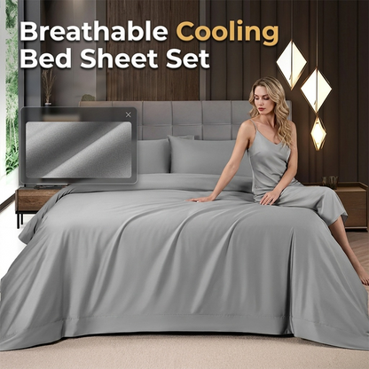 Breathable Solid Color Cooling Bed Sheet Set