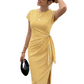 Women's Striped Side-Tie Midi Dress