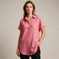 Women's Casual Longline Short Sleeve Blouse with Lapel Collar