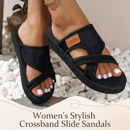 👣New Arrival 50% OFF! ☀️Women’s Stylish Crossband Slide Sandals Soft Cushion, Non-Slip Sole, Breathable, Perfect For Summer Beach, Pool & Daily Casual! 🌊☀️🌸