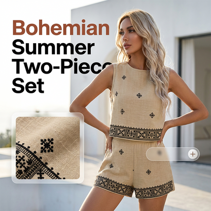 🌸 50% OFF NOW! 🌸Women's Bohemian Print Sleeveless Top & Shorts Set