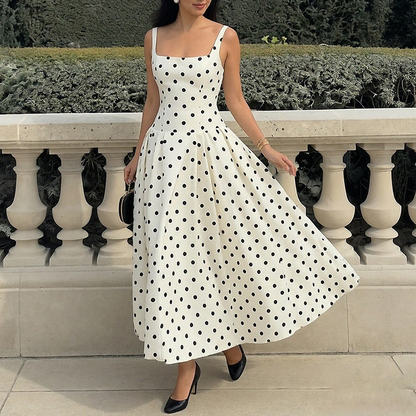 Women's Vintage Polka Dot A-Line Dress